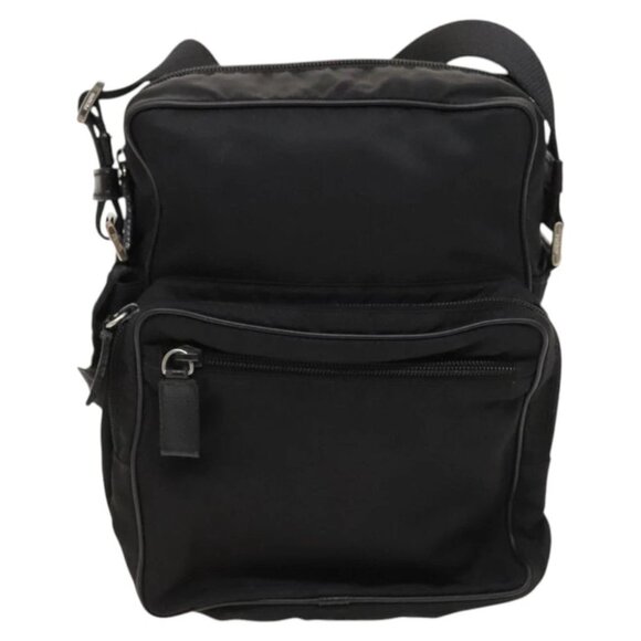 PRADA Shoulder Bag Nylon Black Silver Auth ki5710V - Picture 1 of 16